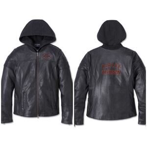 Harley Davidson 3 in 1 leather motorcycle jacket large NWT women's